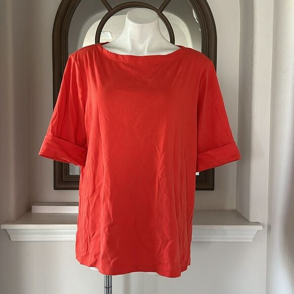 Ralph Lauren Plus Size Boatneck Elbow-Sleeve Top, Boatneck Orange Size 2X NEW - Picture 10 of 15